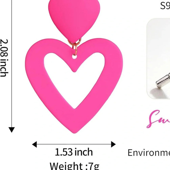 # 32 Double Heart Earrings Dangling Heart Drop Earrings For Women - Picture 6 of 6